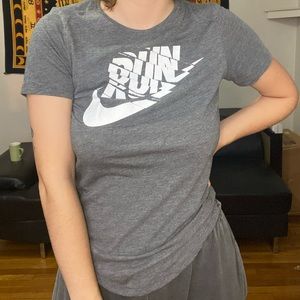 Gray and White Nike “Run” T- shirt